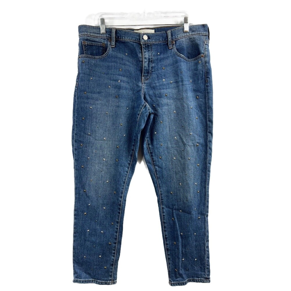 Gap Dark Wash Blue Denim Jeans Best Girlfriend Star Studded Size 32 - Picture 2 of 10